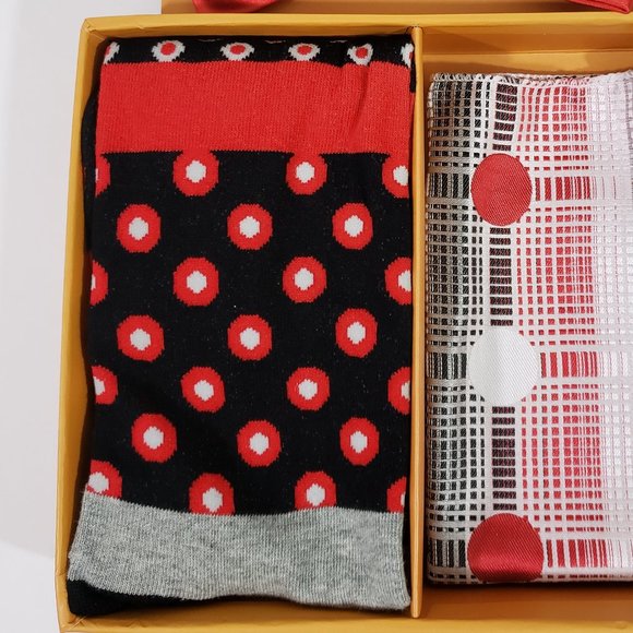Bow Tie Hanky Socks Box Set by R Lewis RGB004 Red - Picture 4 of 7